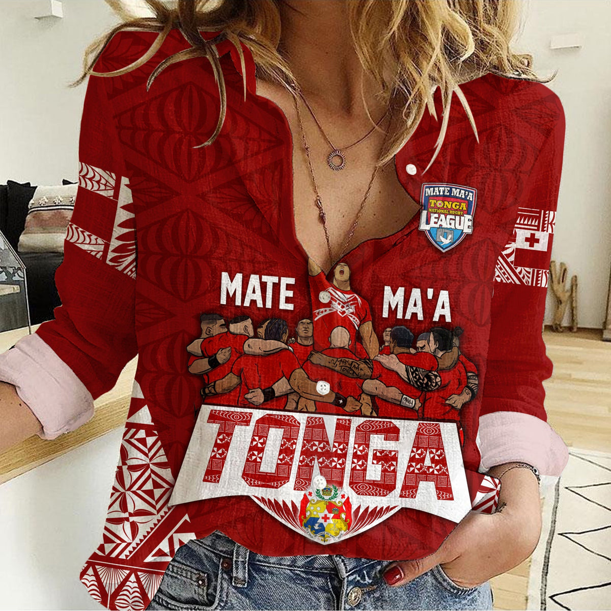 Personalised Tonga Rugby Women Casual Shirt Mate Ma'a Tonga Warriors - Wonder Print Shop