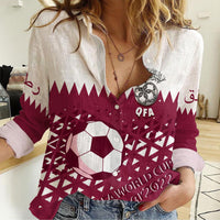 Personalised Qatar Women Casual Shirt World Cup 2022 Sporty Vibes - Wonder Print Shop