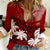 Personalised Fiji Day Women Casual Shirt Flying Fijians Masi Kesa Style - Red - Wonder Print Shop