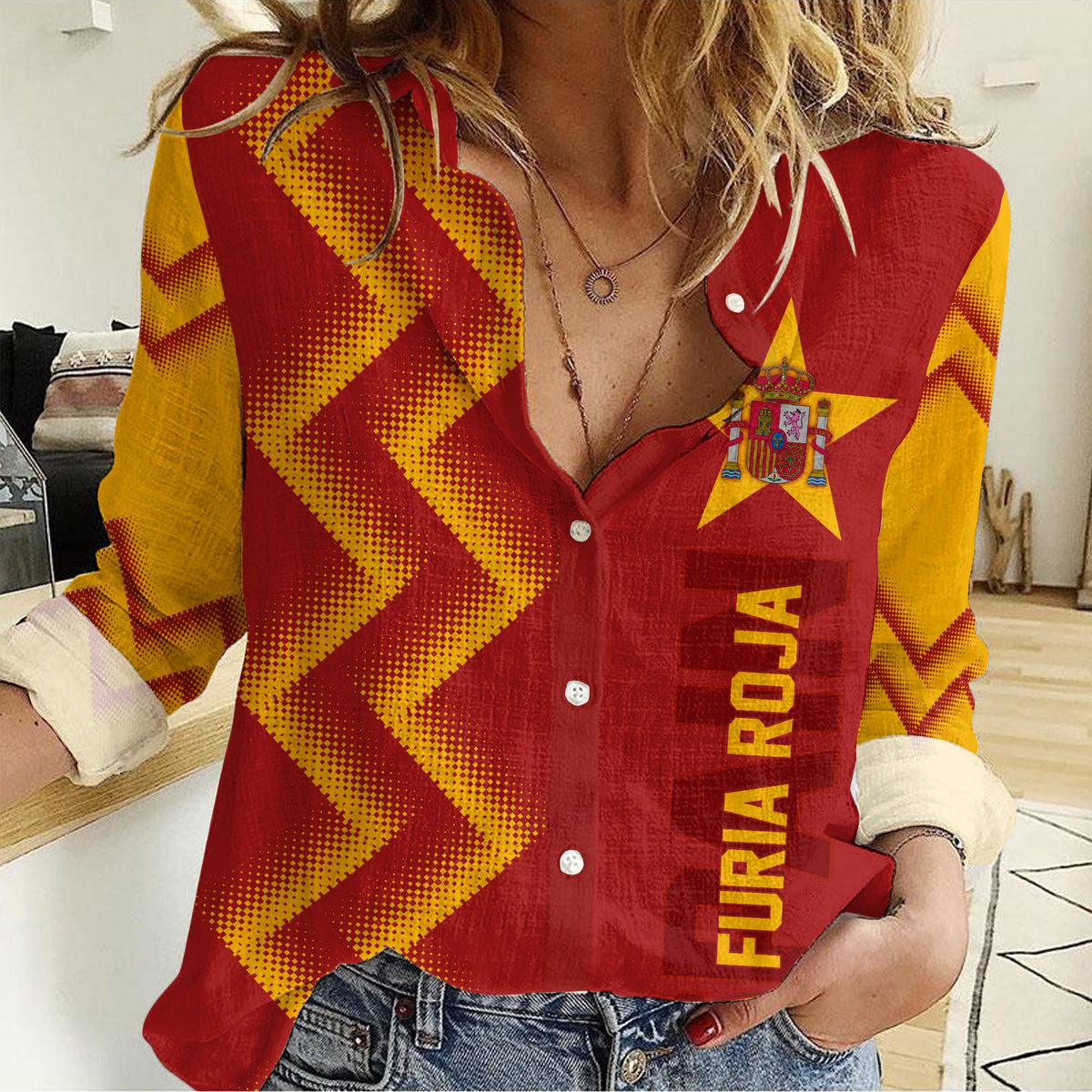 Personalised Spain World Cup 2022 Women Casual Shirt The Red Fury - Wonder Print Shop
