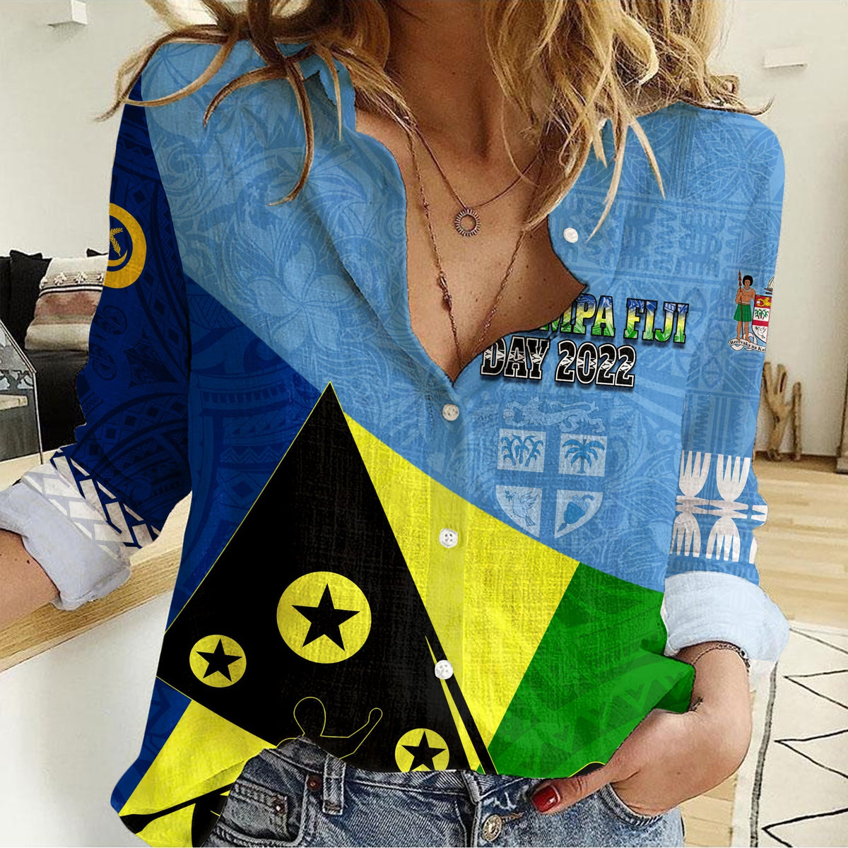 Malampa Fiji Day Women Casual Shirt Mix Tapa Style - Wonder Print Shop