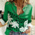 Personalised Fiji Day Women Casual Shirt Flying Fijians Masi Kesa Style - Green - Wonder Print Shop