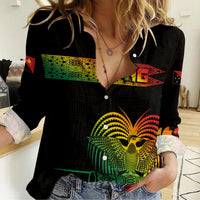 PNG Hibiscus Tribal Pattern Women Casual Shirt Motuan Reggae Color - Wonder Print Shop