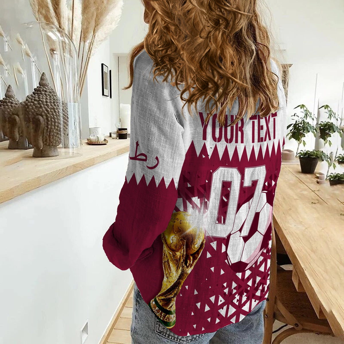 Personalised Qatar Women Casual Shirt World Cup 2022 Sporty Vibes - Wonder Print Shop
