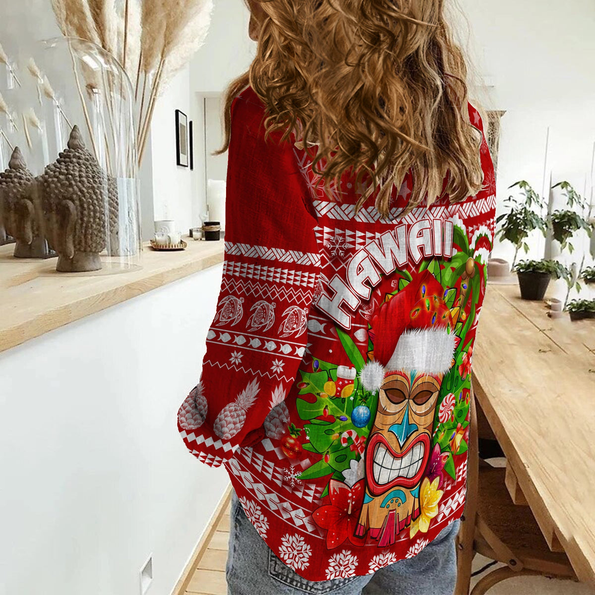 Hawaii Christmas Women Casual Shirt Mele Kalikimaka - Tiki - Wonder Print Shop