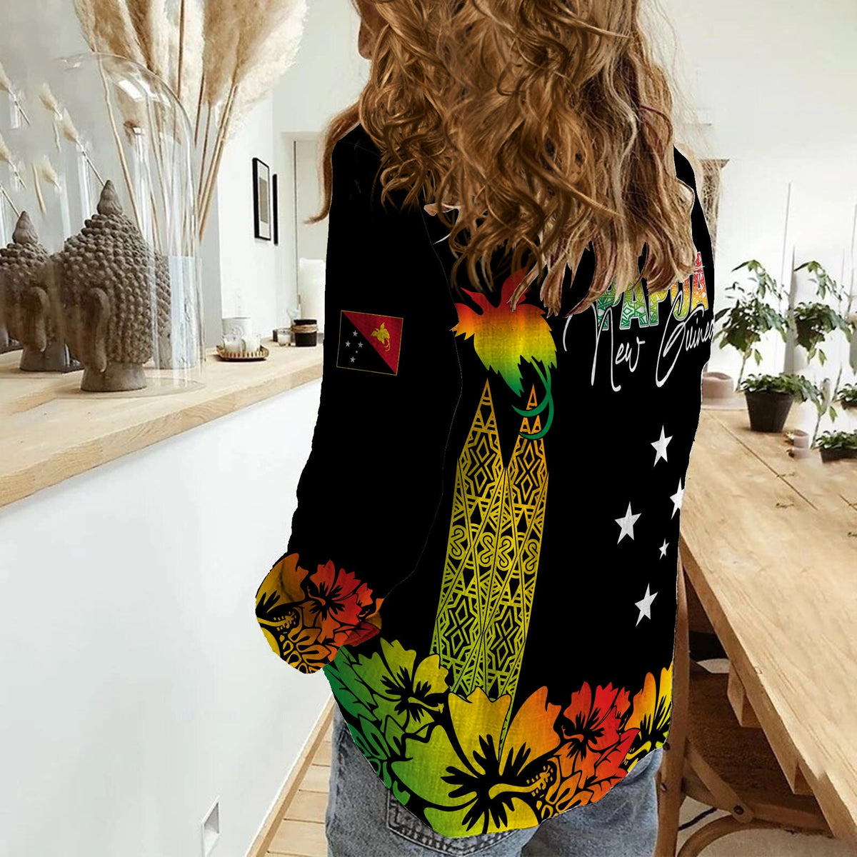 PNG Hibiscus Tribal Pattern Women Casual Shirt Motuan Reggae Color - Wonder Print Shop