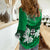 Personalised Fiji Day Women Casual Shirt Flying Fijians Masi Kesa Style - Green - Wonder Print Shop