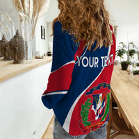 Dominican Republic Women Casual Shirt Independence Day - Curve Style - Wonder Print Shop