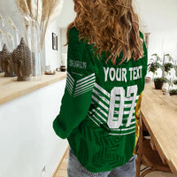 Personalised Saudi Arabia World Cup 2022 Women Casual Shirt Green Falcons - Wonder Print Shop