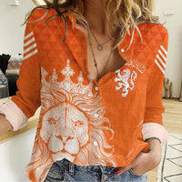 Personalised Netherlands World Cup 2022 Women Casual Shirt Oranje Lions - Wonder Print Shop