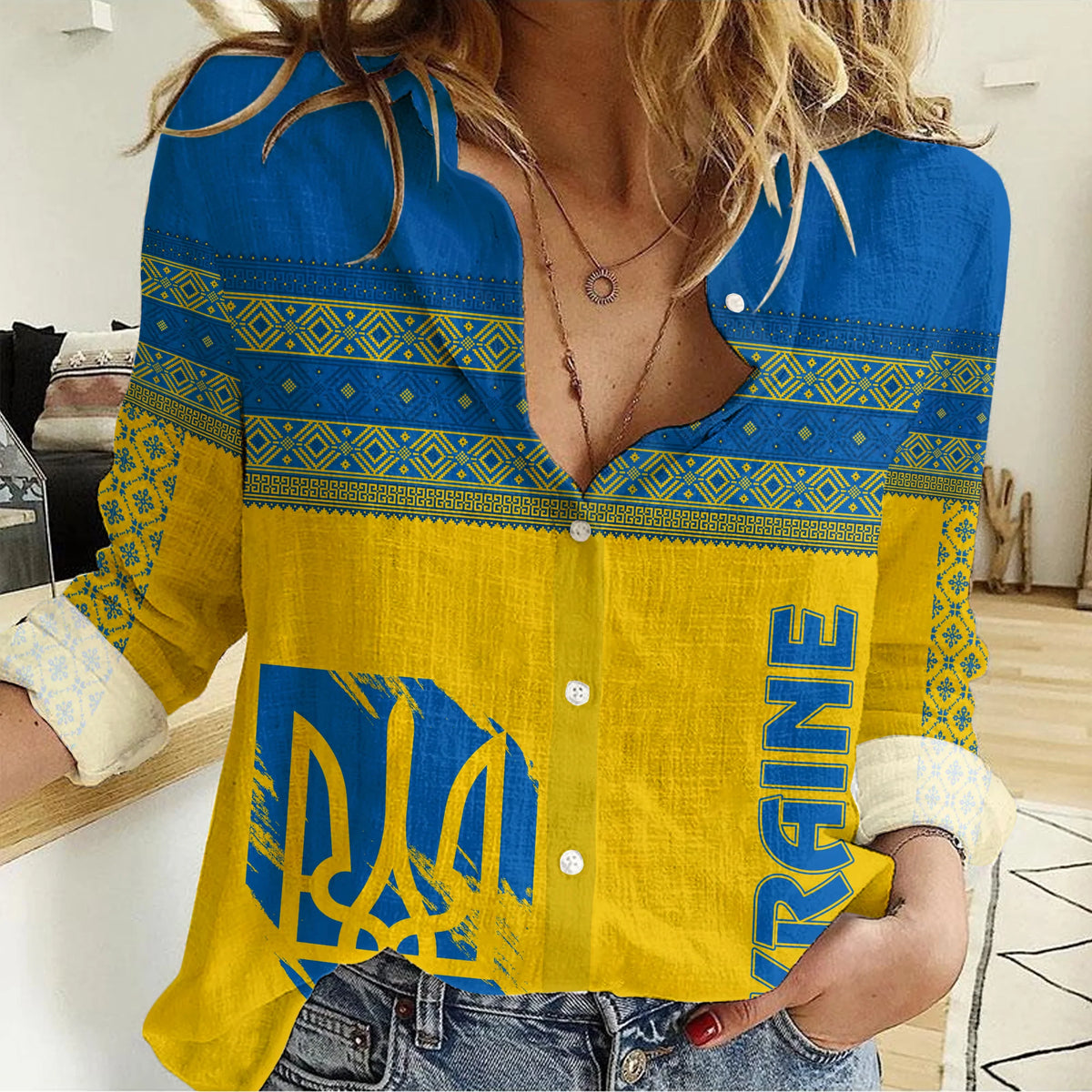 Ukraine Unity Day Women Casual Shirt Folk Style - Wonder Print Shop