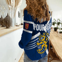 Personalised Finland Ice Hockey World Championships Suomi Women Casual Shirt - Blue Version - Wonder Print Shop