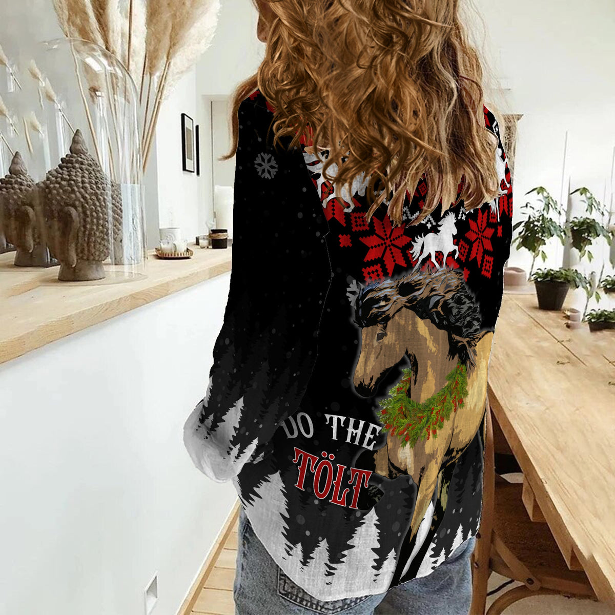 Iceland Christmas Women Casual Shirt Icelandic Horse - Do The Tolt - Wonder Print Shop