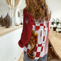 Personalised Croatia World Cup 2022 Women Casual Shirt Kockasti - Wonder Print Shop