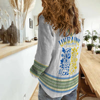 Ukraine Folk Patterns Women Casual Shirt Unity Day - White - Wonder Print Shop