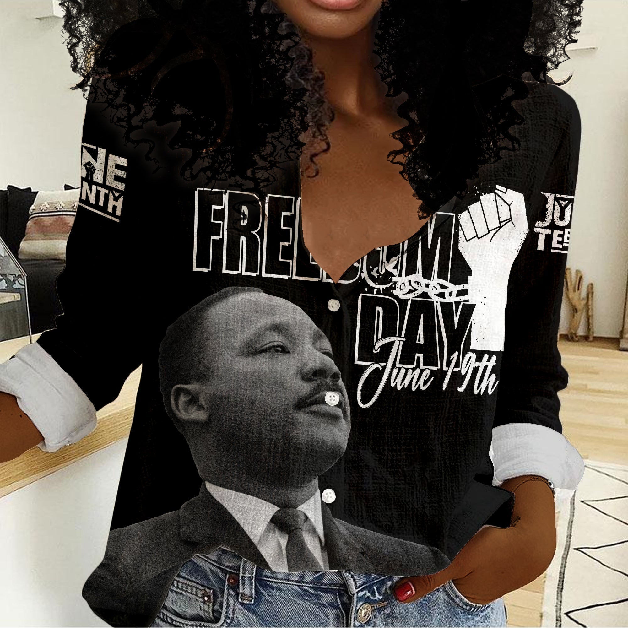 juneteenth-mlk-personalised-women-casual-shirt-freedom-day