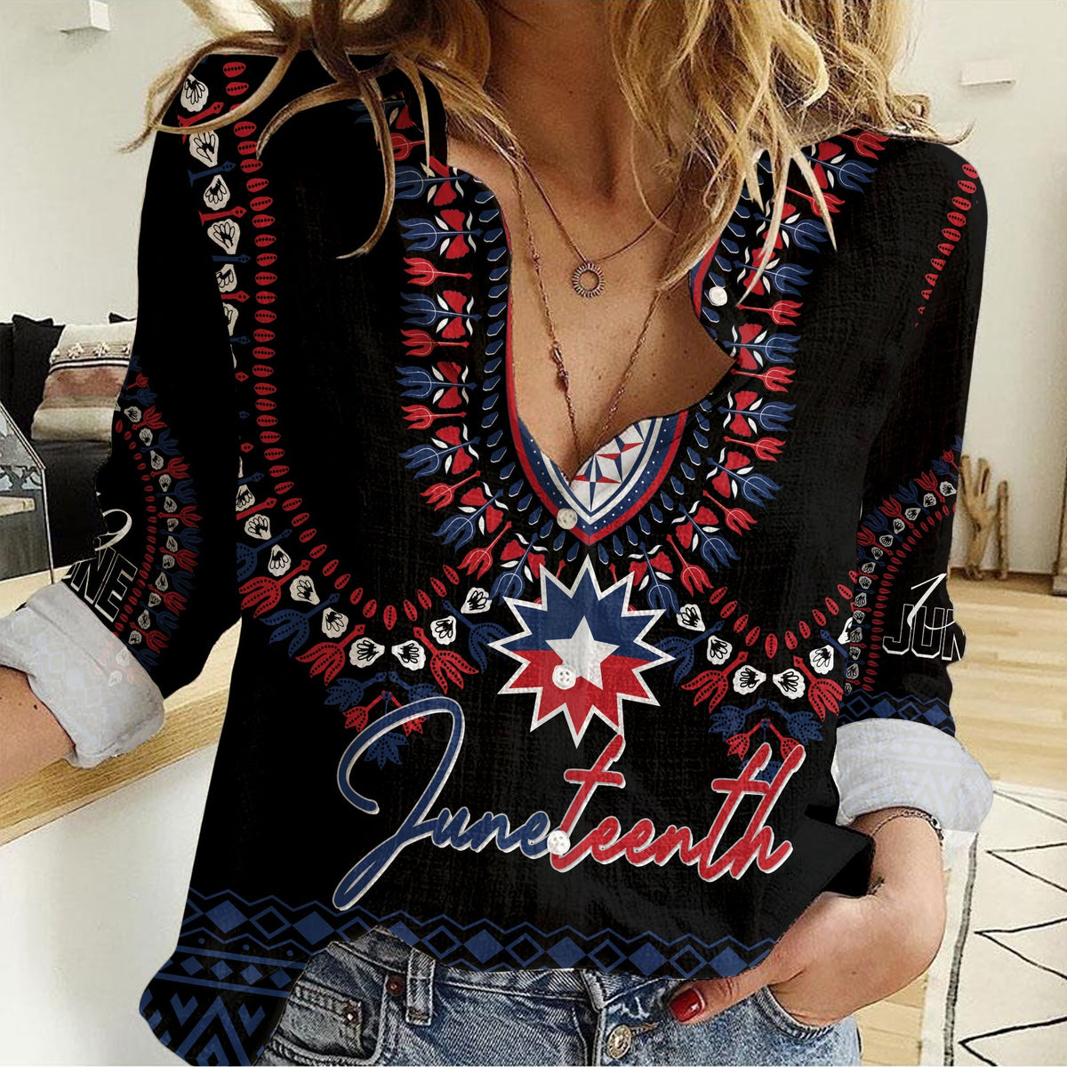 Juneteenth Dashiki Personalised Women Casual Shirt Freedom United - Wonder Print Shop