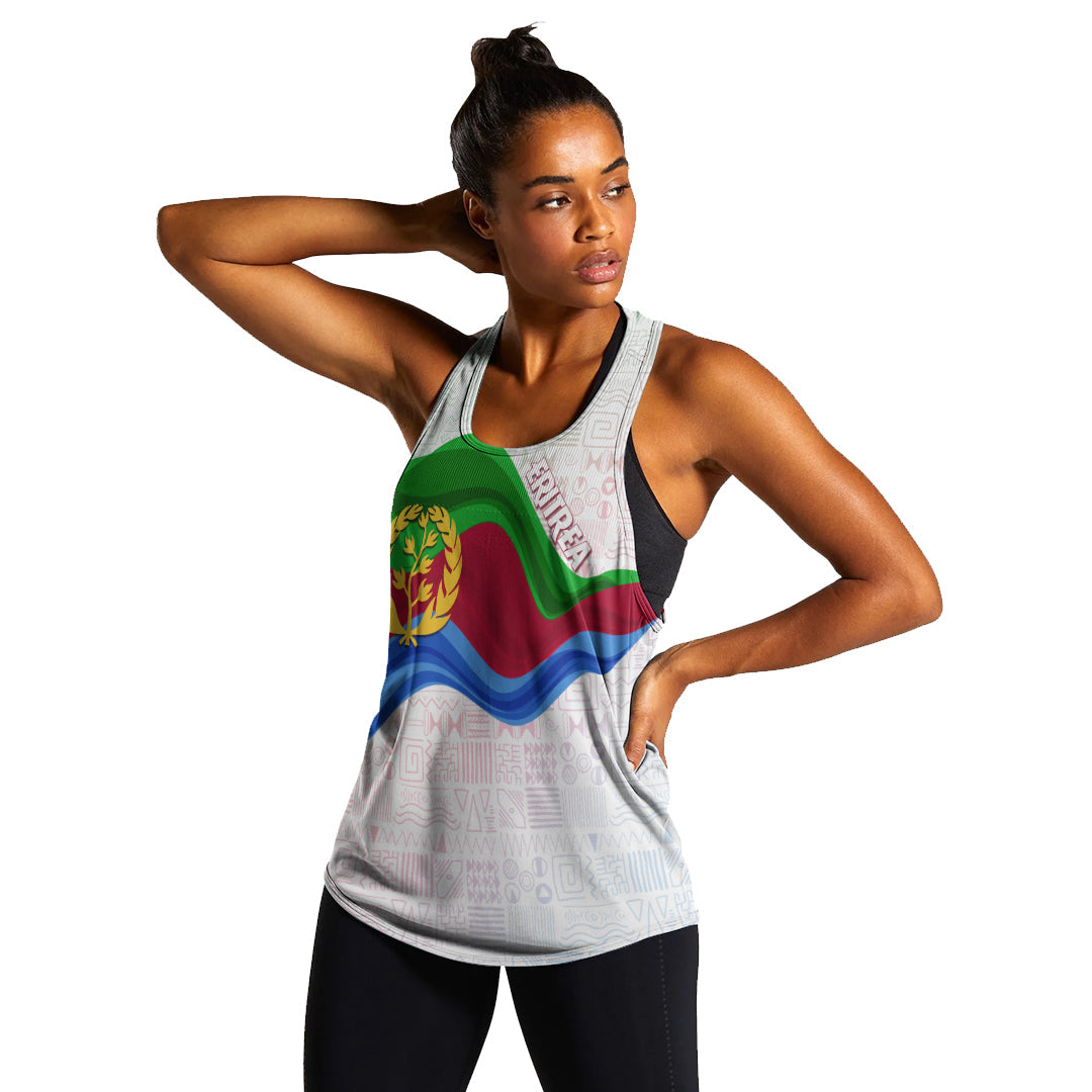 Eritrea Independence Day Women Racerback Tank Ethnic African Pattern - White - Wonder Print Shop