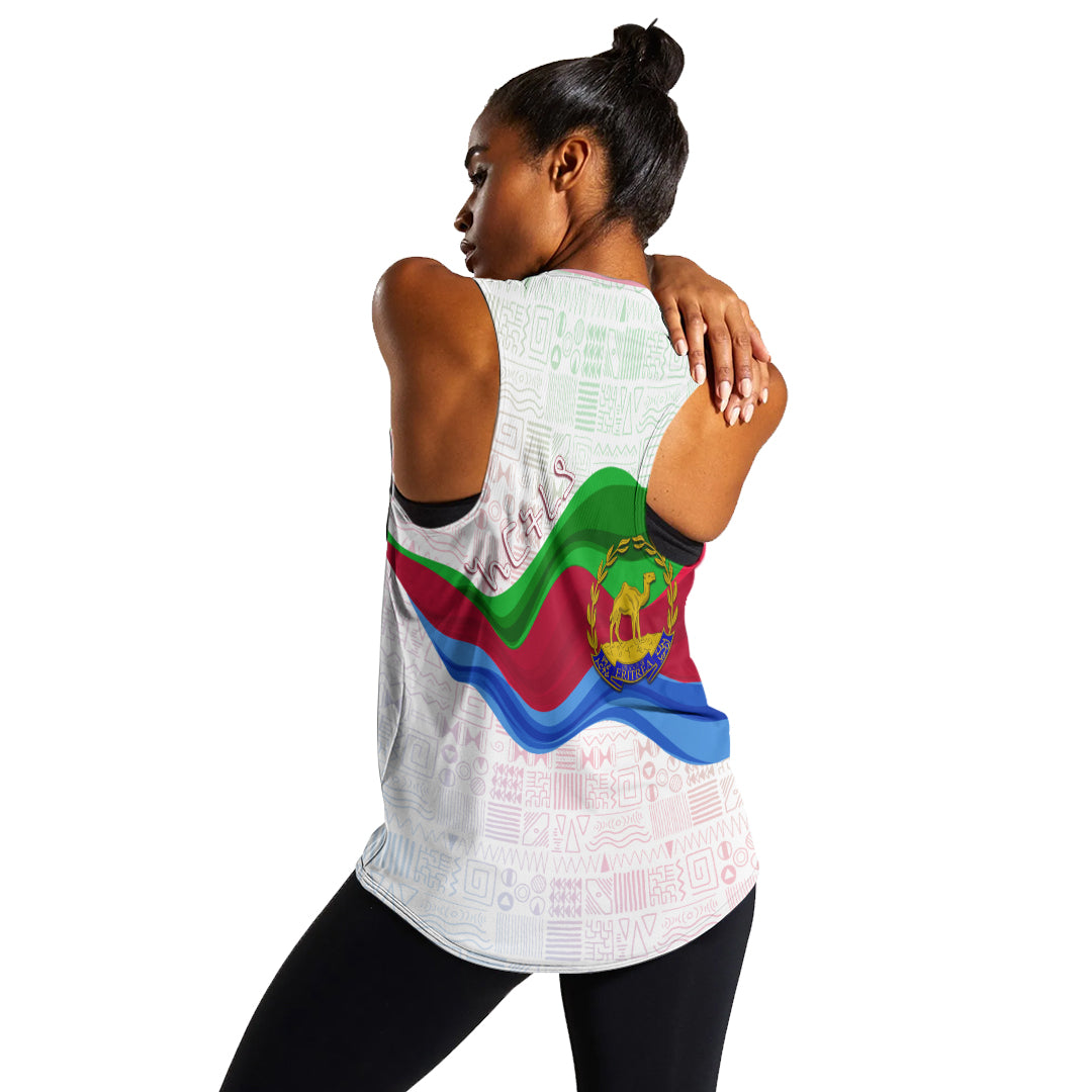 Eritrea Independence Day Women Racerback Tank Ethnic African Pattern - White - Wonder Print Shop