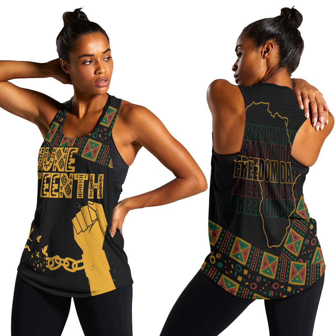 Juneteenth Tribal Pattern Women Racerback Tank Freedom Day - Wonder Print Shop