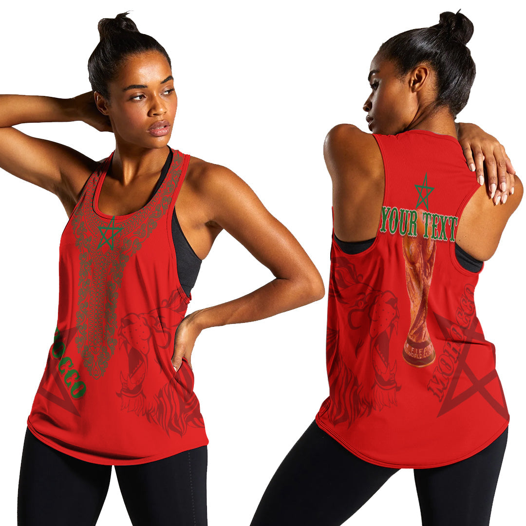 Personalised Morocco Soccer World Cup 2022 Women Racerback Tank Kaftan Style - Wonder Print Shop