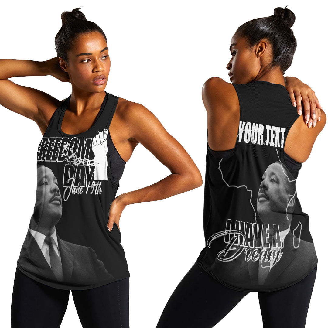 Juneteenth MLK Personalised Women Racerback Tank Freedom Day - Wonder Print Shop