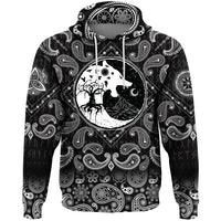 Viking Hoodie Wolf and Ravens with Bandana Paisley Style RLT12 - Wonder Print Shop