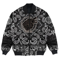 Viking Bomber Jacket Wolf Fenrir To Old Norse Mythology On White with Bandana Paisley Style RLT12 - Wonder Print Shop