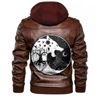 Viking Wolf Swallowing Of The Moon World Tree Raven Leather Jacket RLT12 - Wonder Print Shop