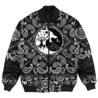 Viking Bomber Jacket Wolf Swallowing Of The Moon World Tree Raven with Bandana Paisley Style RLT12 - Wonder Print Shop