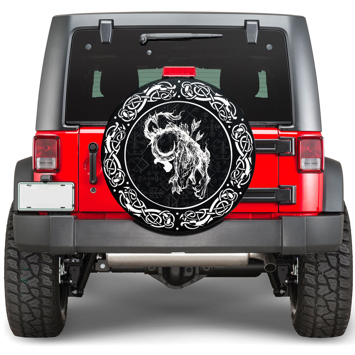 Viking Wolf and Moon Viking Spare Tire Cover RLT12 - Wonder Print Shop