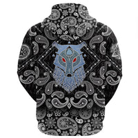 Viking Hoodie Wolf and Valknut with Bandana Paisley Style RLT12 - Wonder Print Shop