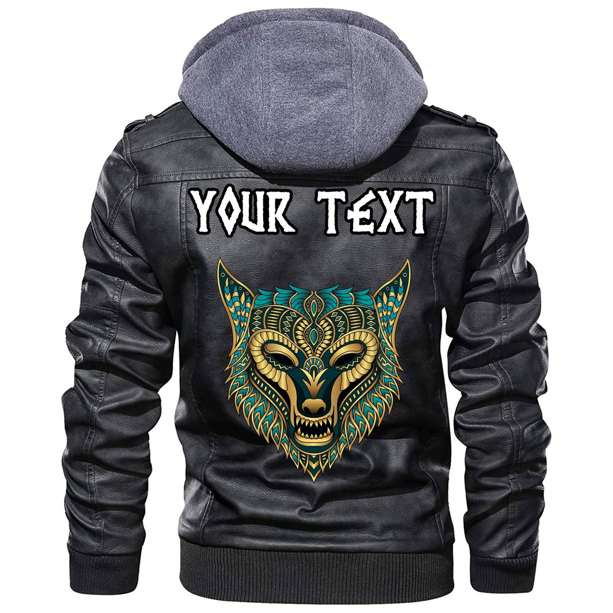 (Custom) Wonder Print Shop - Wolf Ethnic Style Leather Jacket RLT12 - Wonder Print Shop