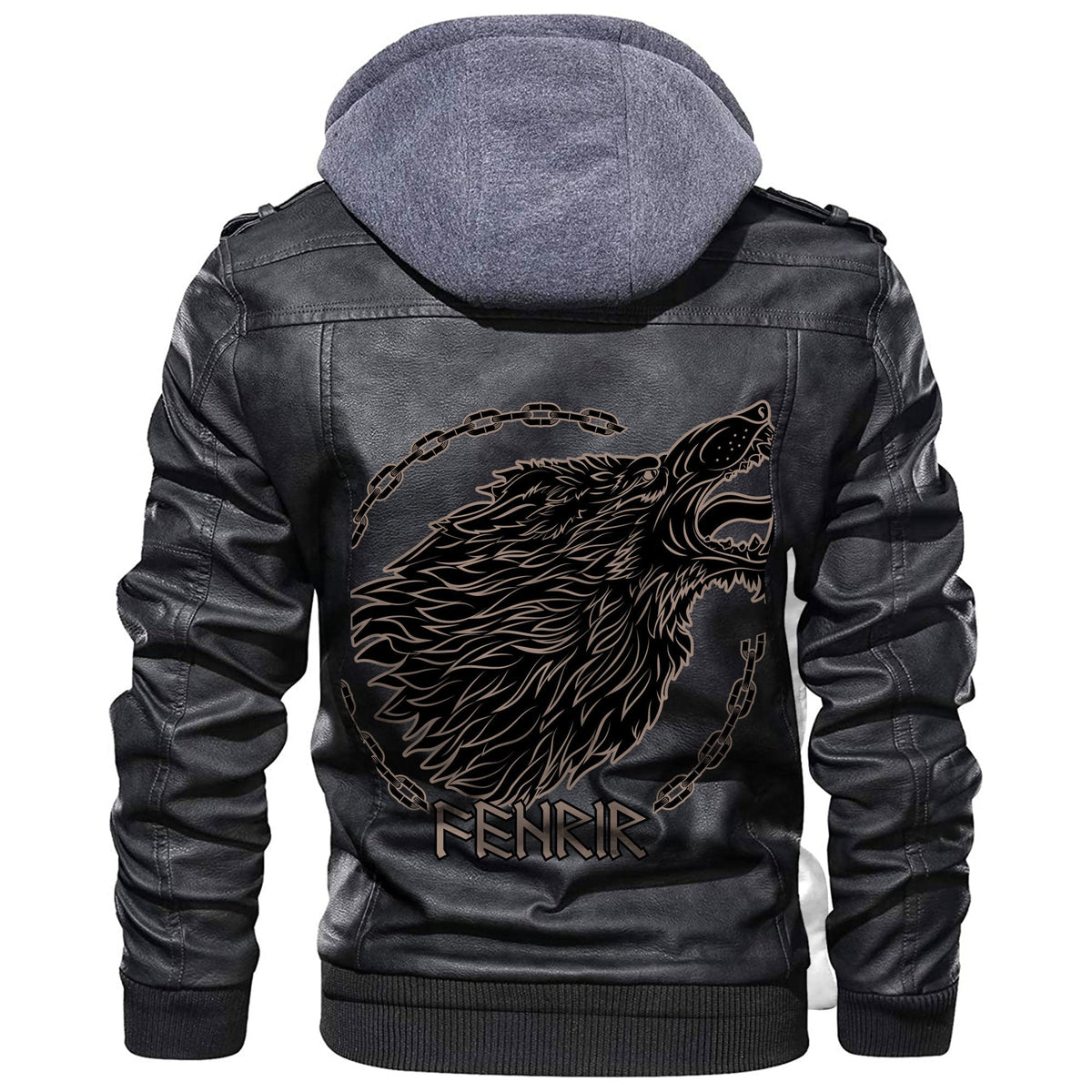 Viking Wolf Fenrir To Old Norse Mythology On White Leather Jacket RLT12 - Wonder Print Shop