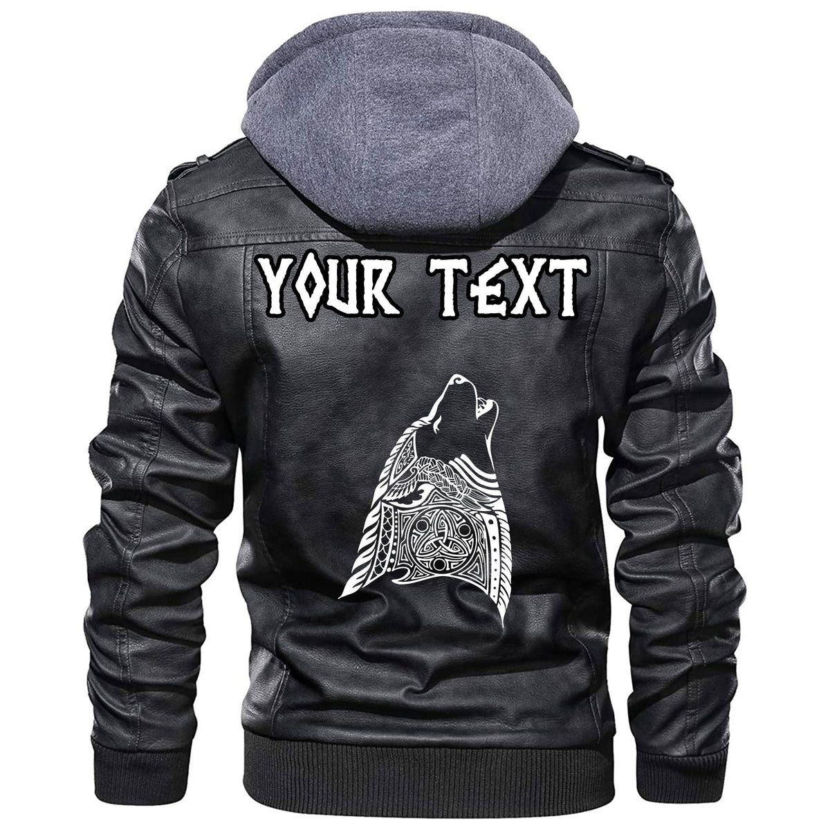 (Custom) Wonder Print Shop - Wolf Head Howling Leather Jacket RLT12 - Wonder Print Shop