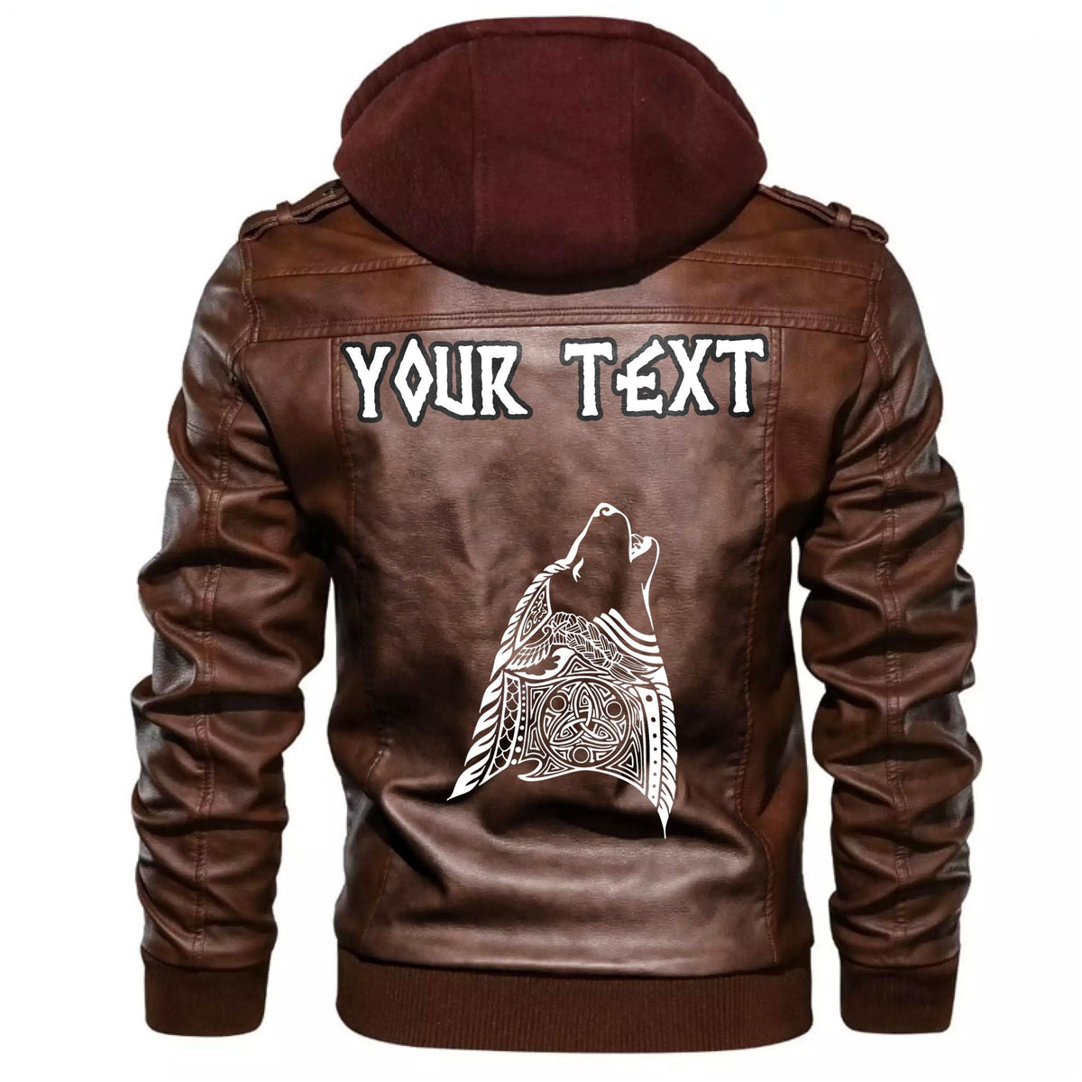 (Custom) Wonder Print Shop - Wolf Head Howling Leather Jacket RLT12 - Wonder Print Shop