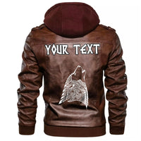 (Custom) Wonder Print Shop - Wolf Head Howling Leather Jacket RLT12 - Wonder Print Shop