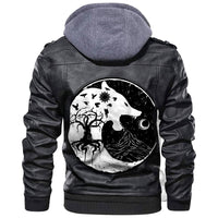 Viking Wolf Swallowing Of The Moon World Tree Raven Leather Jacket RLT12 - Wonder Print Shop