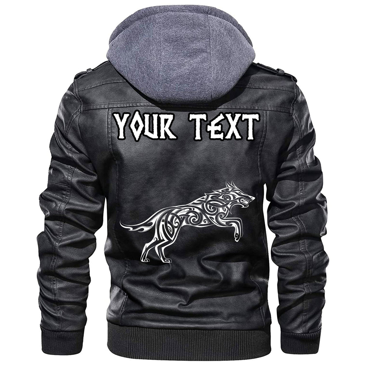 (Custom) Wonder Print Shop - Wolf Tattoo In Traditional Celtic Style Leather Jacket RLT12 - Wonder Print Shop