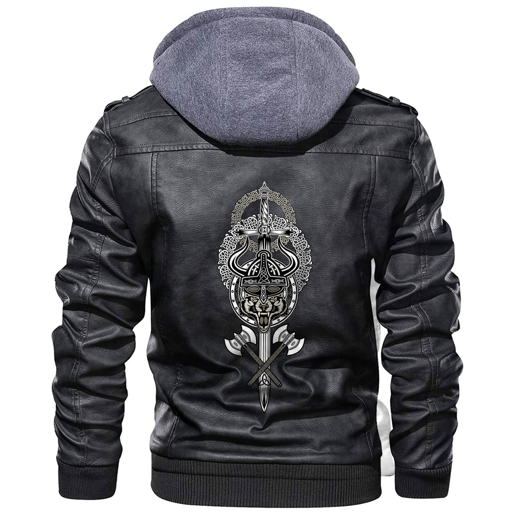 Viking Wolf With Helmet Leather Jacket RLT12 - Wonder Print Shop