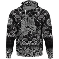 Viking Hoodie Wolf with Bandana Paisley Style RLT12 - Wonder Print Shop