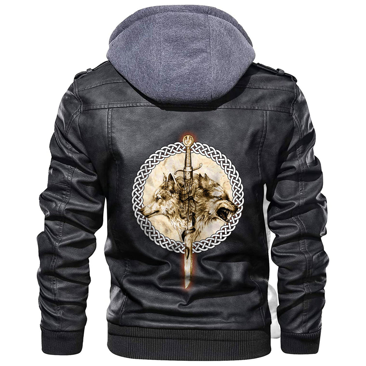Viking Wolfs and Sword Leather Jacket RLT12 - Wonder Print Shop