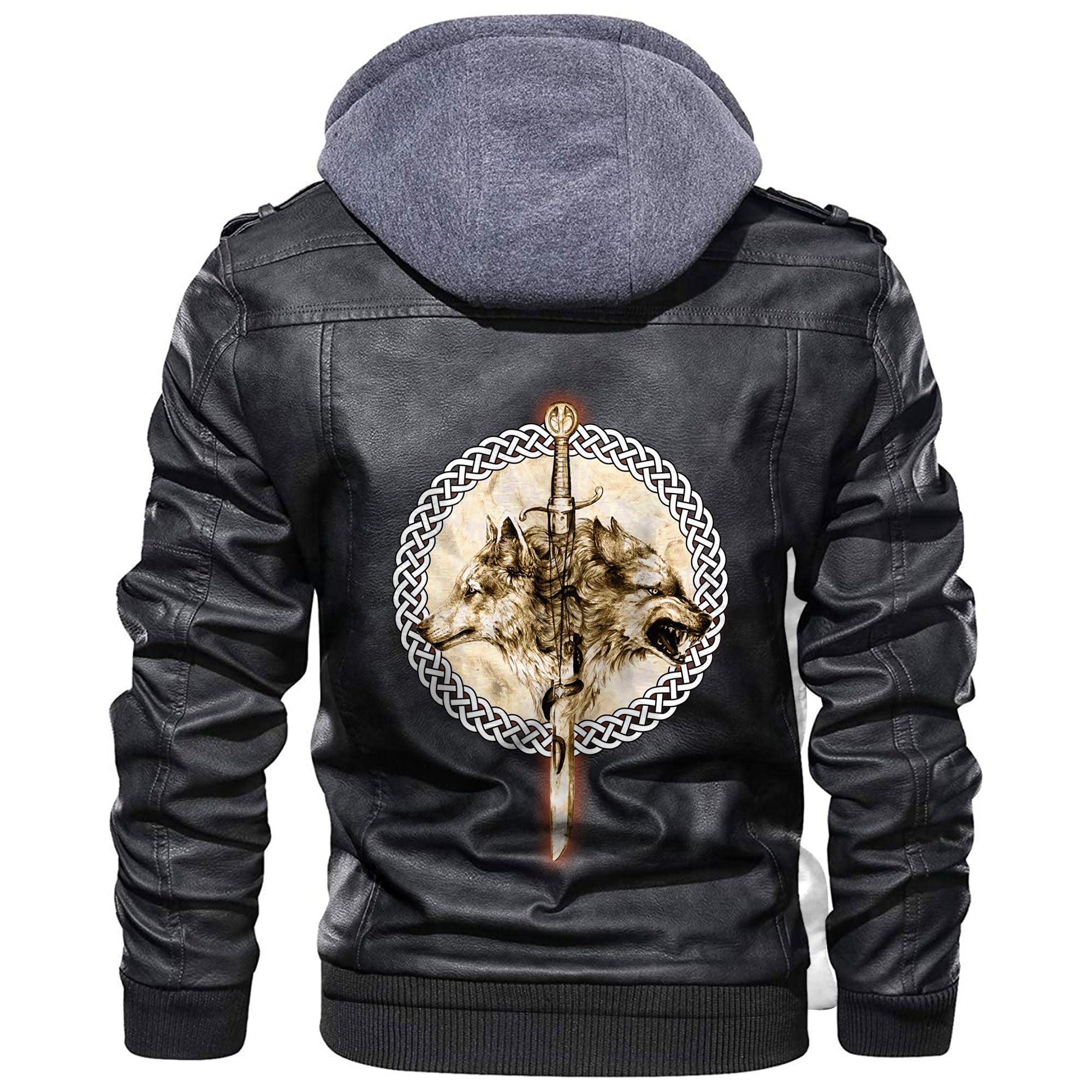 Viking Wolfs and Sword Leather Jacket RLT12 - Wonder Print Shop