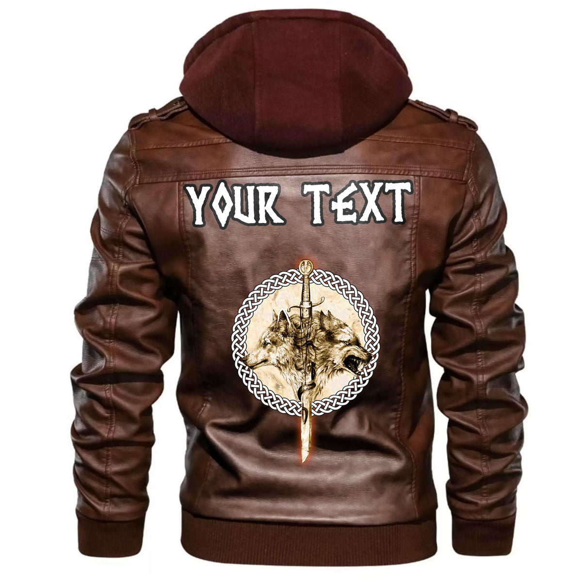 (Custom) Wonder Print Shop - Wolfs and Sword Leather Jacket RLT12 - Wonder Print Shop
