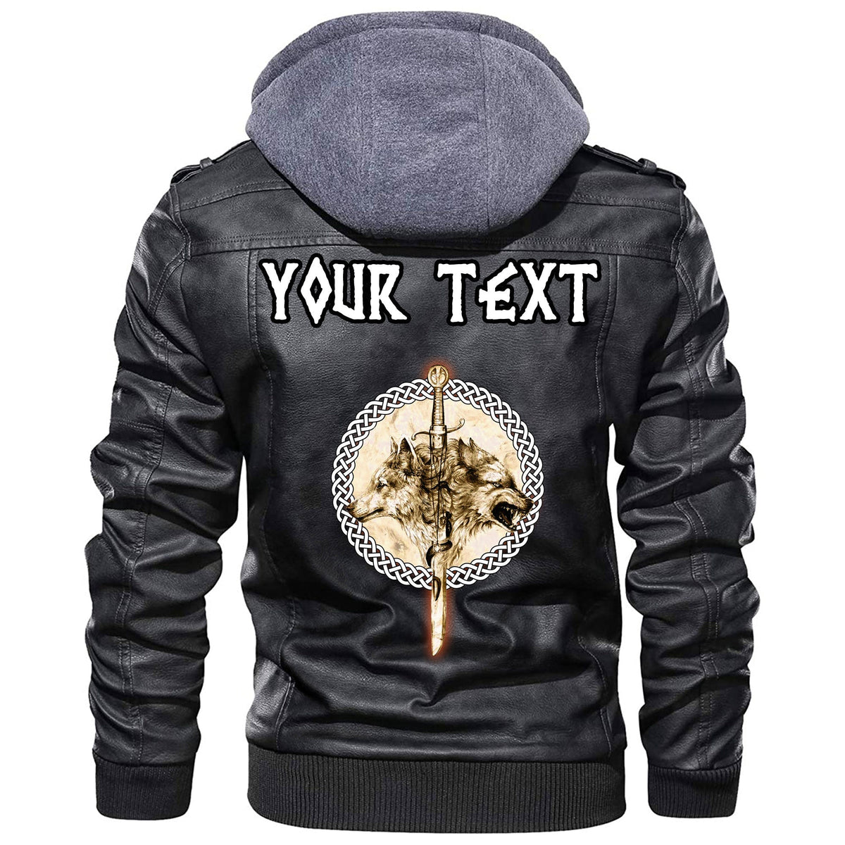 (Custom) Wonder Print Shop - Wolfs and Sword Leather Jacket RLT12 - Wonder Print Shop