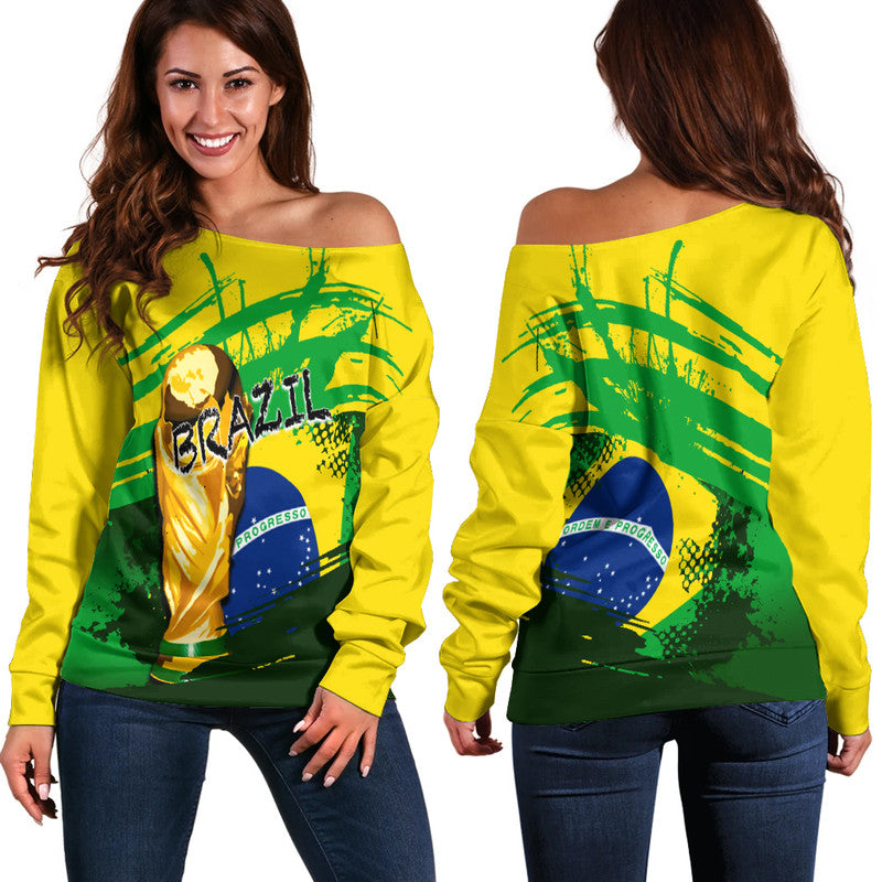 Brazil World Cup Soccer Off Shoulder Sweater LT6 - Wonder Print Shop