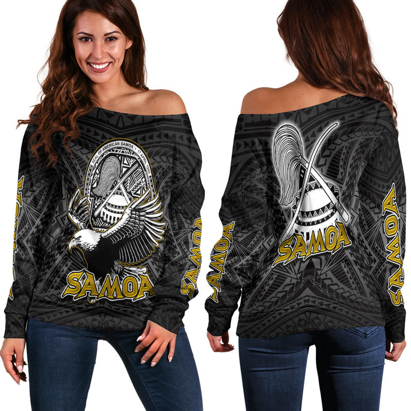 Seal of American Samoa Women Off Shoulder Sweater LT6 - Wonder Print Shop