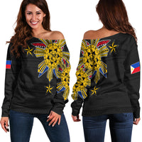 Filipino Off Shoulder Sweater Tribal Black Style LT6 - Wonder Print Shop