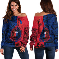 Samoa Independence Day Quotes Women Off Shoulder Sweater Military Polynesian Pattern - Wonder Print Shop