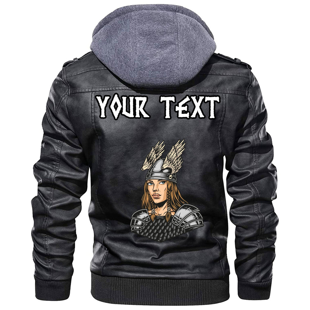 (Custom) Wonder Print Shop - Woman In Metal Armor And Helmet Leather Jacket RLT12 - Wonder Print Shop